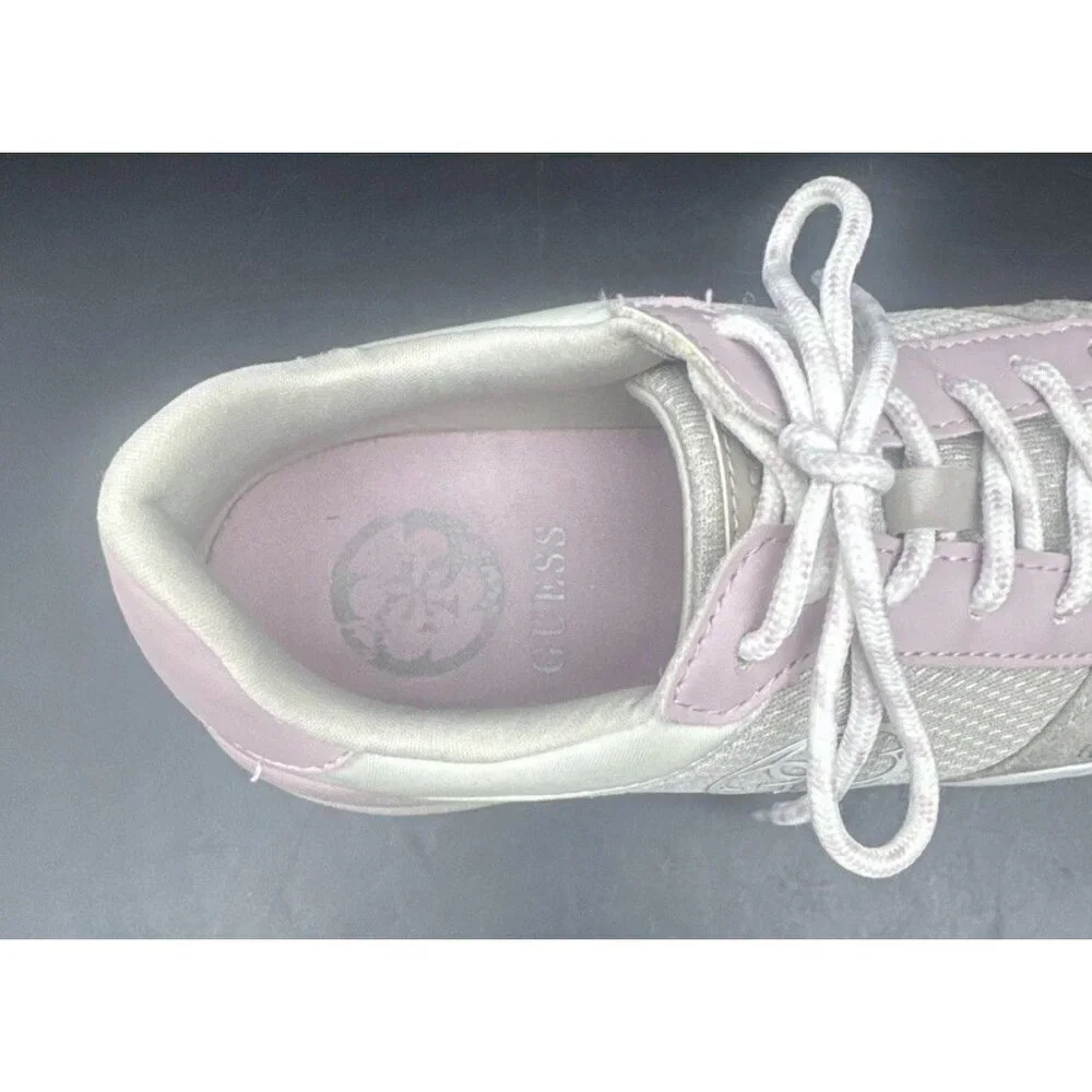 GUESS Women's SPEED6 Gray Purple Faux Leather‎ Lace Up Athletic Sneaker Shoe 8